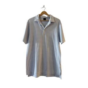 Dunning Golf Performance Polo Shirt Men's Size M Striped Blue White Cotton Blend